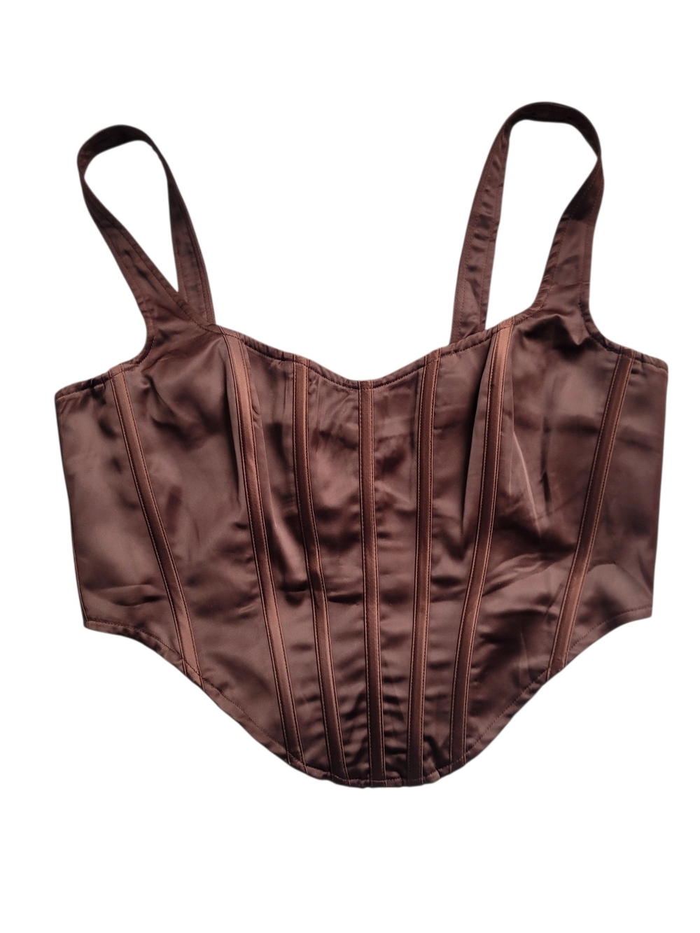 Revolve Bardot Satin Corset Top Ren Fair Brown 10 / XL